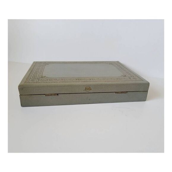 Vintage 1950's Blue Gray Large Jewelry Box Trunk - Picture 4 of 8